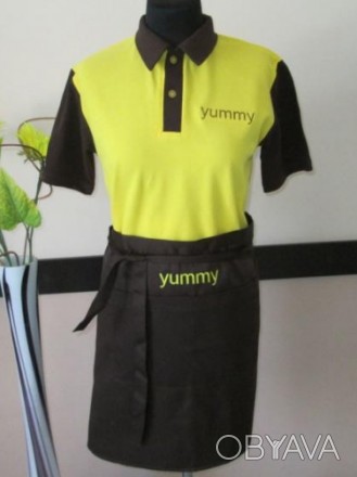 униформа для ресторанов , форма официанта  состоит с футболки поло и фартука.
Ф. . фото 1