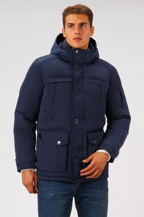 Короткий пуховик мужской Finn Flare A18-21002-101 темно-синий 2XL. Киев. фото 1 Короткий пуховик мужской Finn Flare A18-21002-101 темно-синий 2XL. Киев. фото 1