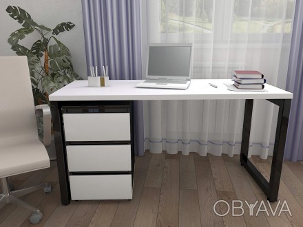 Современный письменный или компьютерный стол для дома и офиса в стиле Лофт с моб. . фото 1