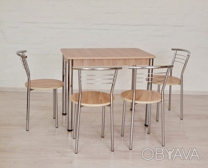 Изящный стол классического дизайна с хромированными металлическими ногами, котор. . фото 1