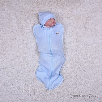Кокон для новорожденных Нежность (голубой)
Нарядная легкая евро пеленка на молни. . фото 2