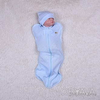 Кокон для новорожденных Нежность (голубой)
Нарядная легкая евро пеленка на молни. . фото 1