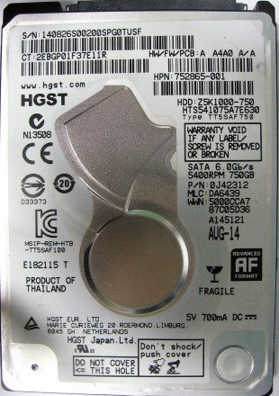 Жесткий диск HDD 750GB 5400rpm 32MB SATA III 2.5 Slim Hitachi HTS541075A7E630 уц. Киев. фото 1 Жесткий диск HDD 750GB 5400rpm 32MB SATA III 2.5 Slim Hitachi HTS541075A7E630 уц. Киев. фото 1