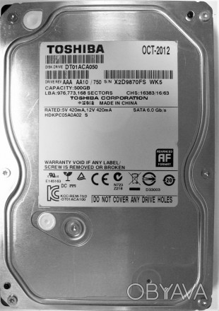 Жесткий диск для компьютера 500GB 7200rpm 32MB SATA III 3.5" Toshiba DT01ACA050 . . фото 1