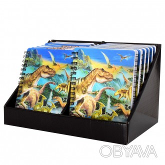 Блокнот 18084 10,5-14,5 см, Динозавры, линия, 3D картинка, на пружине, 24,5-16-1. . фото 1