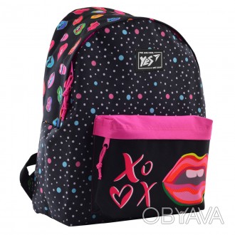 Яркий и стильный молодежный рюкзак "Pink Kiss" на одно отделение. Основной матер. . фото 1