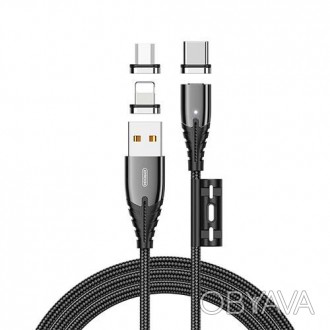
3-в-1 комбо кабель Joyroom Magnetic S-M408 3in1 (Lightning&micro&Type-C) 1.2m 3. . фото 1