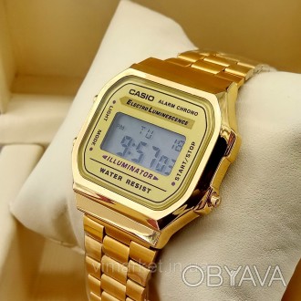 Кварцевые (электронные) наручные часы Casio A168 Old School золотого цвета AAA к. . фото 1