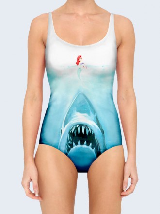Классный 3D-купальник Ариэль с акулой с красочным рисунком. Состав: 80% полиэсте. . фото 2