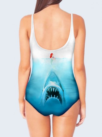 Классный 3D-купальник Ариэль с акулой с красочным рисунком. Состав: 80% полиэсте. . фото 3