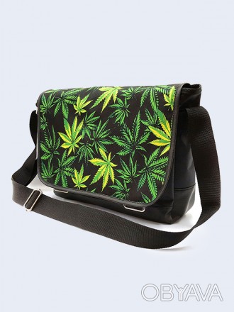 Яркая сумка Cannabis с оригинальным 3D-рисунком. Молодежная сумка-месенджер с ре. . фото 1