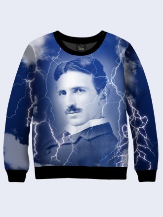 Классный свитшот Tesla с изображением известного изобретателя.
	Материал:
	- Дву. . фото 2