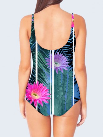 Модный 3D купальник Тёплые тропики с ярким летним принтом. Состав: 80% полиэстер. . фото 3