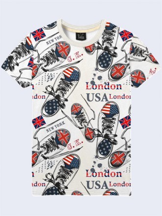 Молодежная футболка Кеды Великобритания со стильным рисунком. Материал: 100% пол. . фото 2