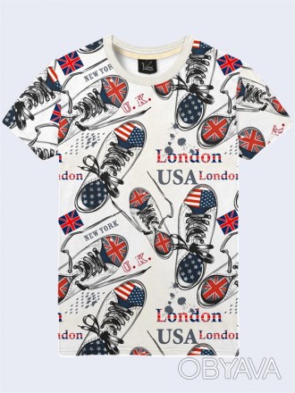 Молодежная футболка Кеды Великобритания со стильным рисунком. Материал: 100% пол. . фото 1