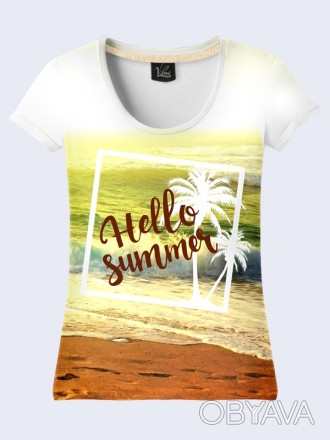 Прекрасная футболка Летнее море с красочным фотопринтом. Материал: 100% полиэсте. . фото 1