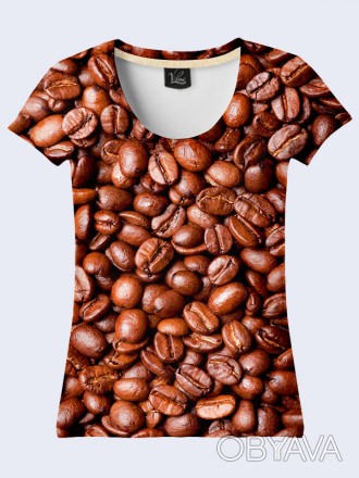 Женская футболка с кофейными зернами с эффектом 3D от производителя. Материал: 1. . фото 1