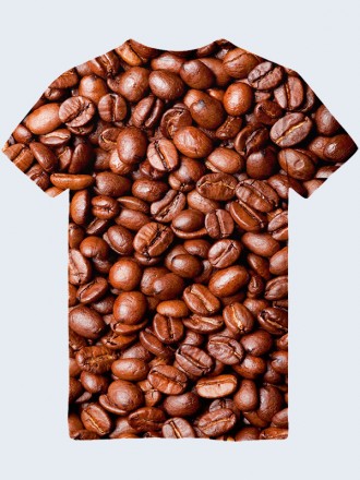 Оригинальная футболка с ярким принтом зерен кофейного дерева. Материал: 100% пол. . фото 3