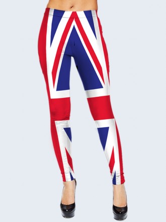 Стильные леггинсы яркой расцветки флага Британии. Состав: 80% Полиэстер, 20% Эла. . фото 3