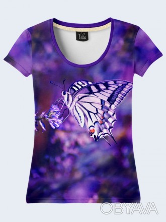 Очаровательная футболка Purple butterfly с милым рисунком. Материал: 100% полиэс. . фото 1
