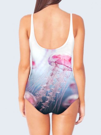Превосходный купальник Pink jellyfish с классным рисунком. Состав: 80% полиэстер. . фото 3