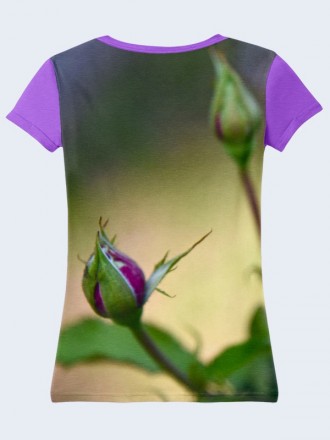 Великолепная футболка Фиолетовая роза с ярким фотопринтом. Материал: 100% полиэс. . фото 3