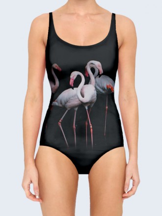 Красочный купальник Flamingo birds с оригинальным рисунком. Состав: 80% полиэсте. . фото 2