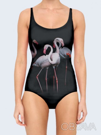 Красочный купальник Flamingo birds с оригинальным рисунком. Состав: 80% полиэсте. . фото 1