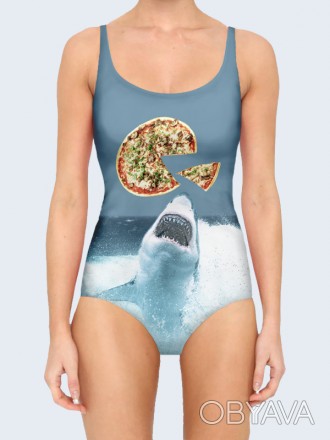 Замечательный купальник Shark and pizza с ярким 3D-принтом. Состав: 80% полиэсте. . фото 1