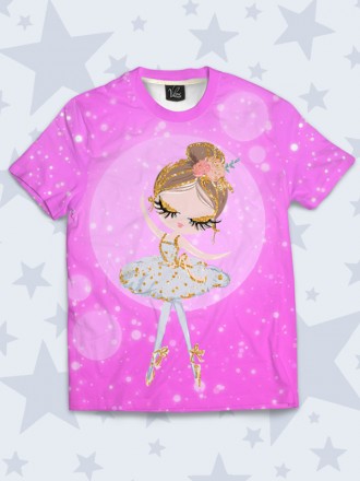 Прелестная футболка Young ballerina с модным 3D-принтом. Материал: 100% полиэсте. . фото 2