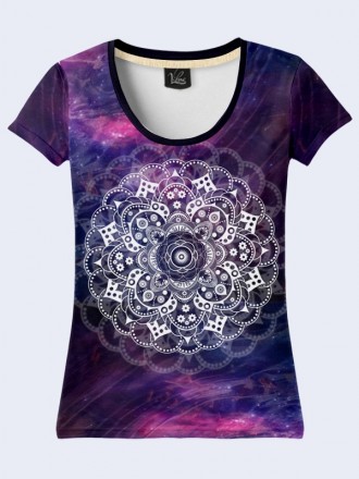 Чудесная футболка Cosmic mandala с классным 3D-рисунком. Материал: 100% полиэсте. . фото 2