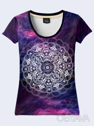 Чудесная футболка Cosmic mandala с классным 3D-рисунком. Материал: 100% полиэсте. . фото 1
