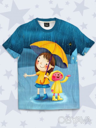 Милая 3D-футболка Under rain с красочным рисунком. Материал: 100% полиэстер.. . фото 1