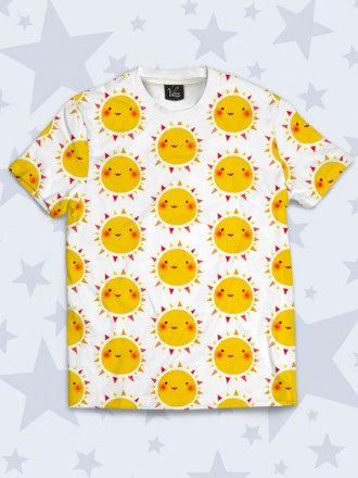Очаровательная футболка Весёлое солнце с ярким рисунком. Материал: 100% полиэсте. . фото 2