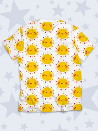 Очаровательная футболка Весёлое солнце с ярким рисунком. Материал: 100% полиэсте. . фото 3
