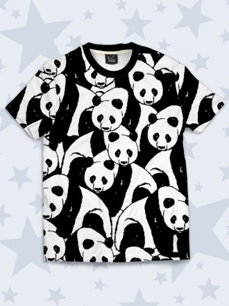 Прикольная футболка Many pandas с популярным рисунком. Материал: 100% полиэстер.. . фото 2