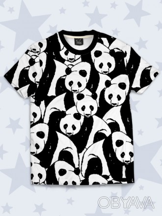 Прикольная футболка Many pandas с популярным рисунком. Материал: 100% полиэстер.. . фото 1