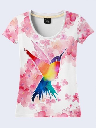 Очаровательная футболка Hummingbird с модным рисунком. Материал: 100% полиэстер.. . фото 2