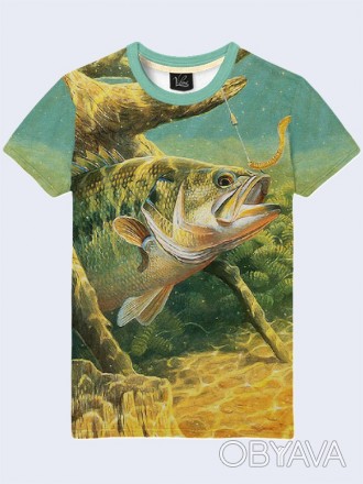 Замечательная футболка Fish с модным рисунком для любителей рыбалки. Материал: 1. . фото 1