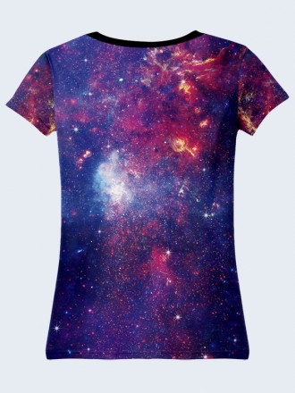 Красочная футболка Млечный Путь с ярким космическим рисунком. Материал: 100% пол. . фото 3