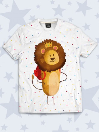 Очаровательная футболка Lion in the crown с прикольным принтом. Материал: 100% п. . фото 2