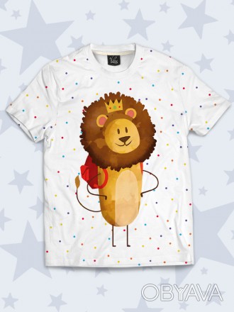 Очаровательная футболка Lion in the crown с прикольным принтом. Материал: 100% п. . фото 1