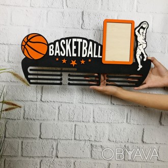 Именная медальница на тему баскетбола - это отличный вариант подарка для юного с. . фото 1