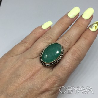 Изумруд кольцо овальное с камнем изумруд в серебре. Кольцо с изумрудом. Размер 1