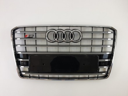 Реєтка радіатора Audi A8 2014-2017год Чорна з кривим (в стилі S-Line). Чернівці. фото 1 Реєтка радіатора Audi A8 2014-2017год Чорна з кривим (в стилі S-Line). Чернівці. фото 1
