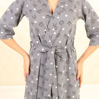  Обворожительный халатик из мягкого хлопка с приятным нежным принтом. Комфортная. . фото 5