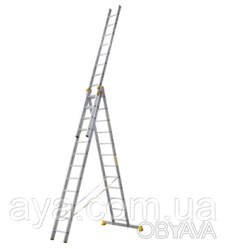 Алюминиевая профессиональная трехсекционная универсальная лестница может использ. . фото 1