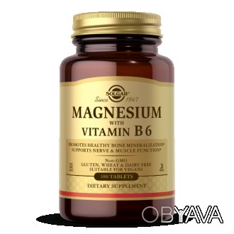 
 
Magnesium with Vitamin B6 от Solgar – обеспечивает приток кальция в кости и с. . фото 1