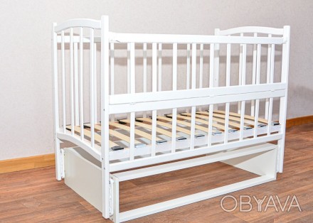 
Кроватка для новорожденных белая ОБМО ортопедическая маятниковый механизм качан. . фото 1