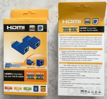 HDMI удлинитель по одному кабелю витая пара до 30 метров, 24AWG CAT 5e / CAT6
HD. . фото 1